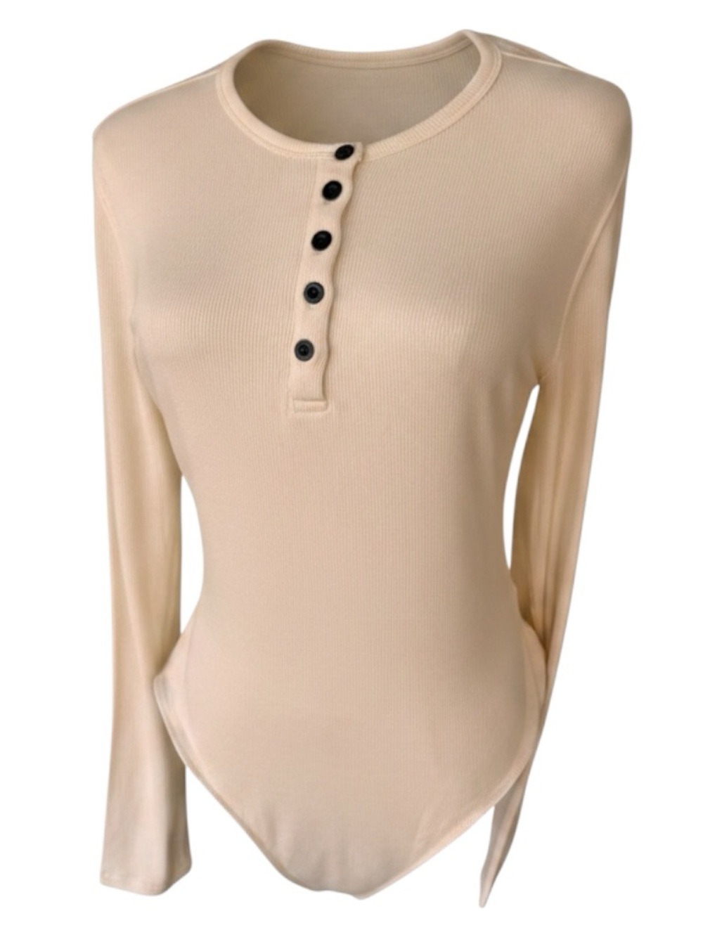 We Wore What Cream Ribbed Henley Long Sleeve Bodysuit XL. Plus Size | NWT